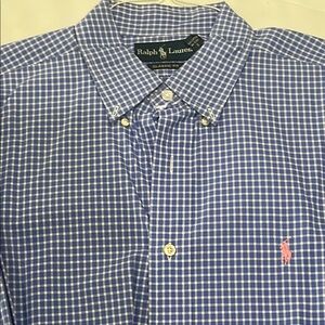 Ralph Lauren Men's Blue and White Plaid Shirt